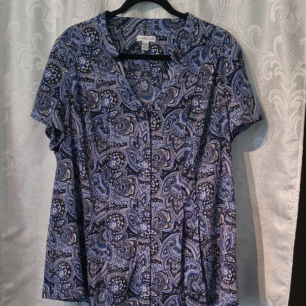 Croft & Barrow Blue Buttoned Blouse